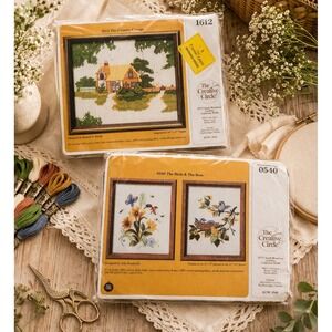 The Creative Circle #0540 & 1612 Birds Floral Cottagecore  Embroidery‎ Sealed